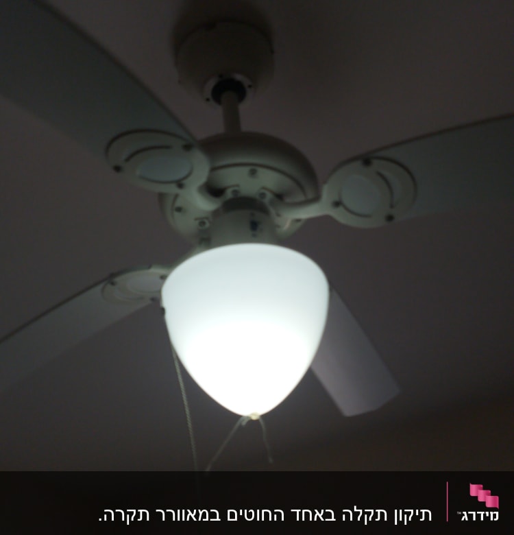 מאוורר תקרה עם מנורה דולקת